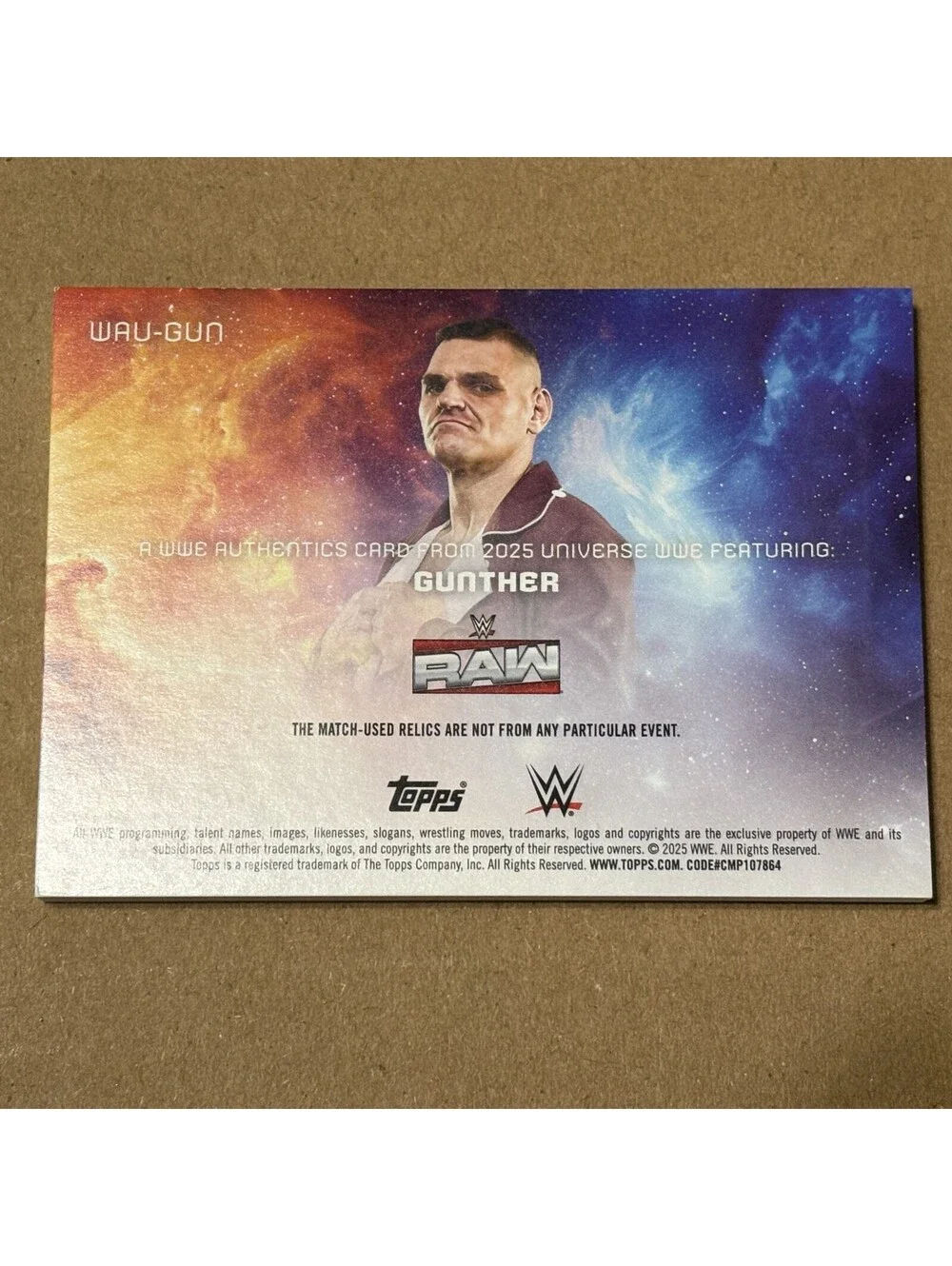 2025 Topps Universe WWE Gunther #WAU-GUN WWE Authentics #/199 Raw